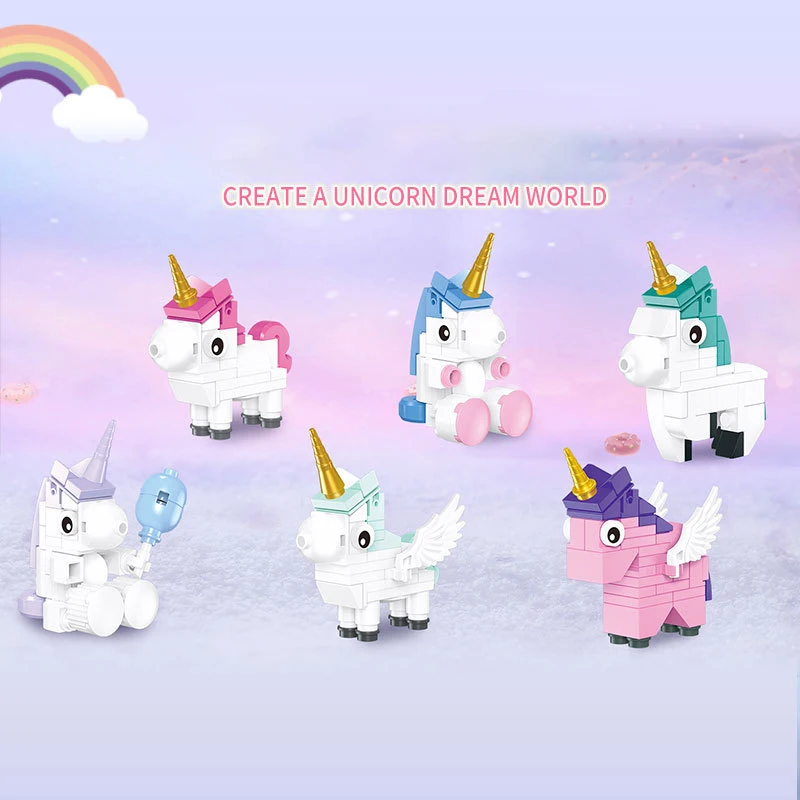 Конструктор MOC мультяшный пони милая единороженная мини-фигурка аниме сборные