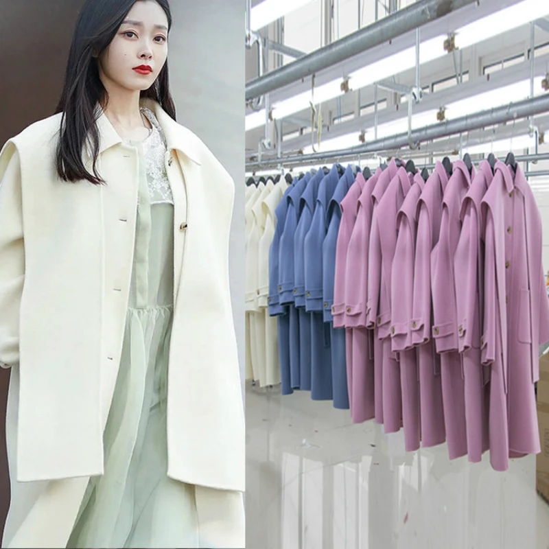 

2021 зимние женские туфли-лодочки на высоком каблуке ручной работы Двусторонняя длинное белое пальто съемные галстук-бабочка, однобортное па...