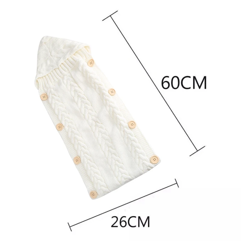 

Autumn Winter Knitted Baby Blanket Newborn Wool Buttons Swaddle Wrap Infant Girl Boys Knit Crochet Sleeping Bag 60*26cm