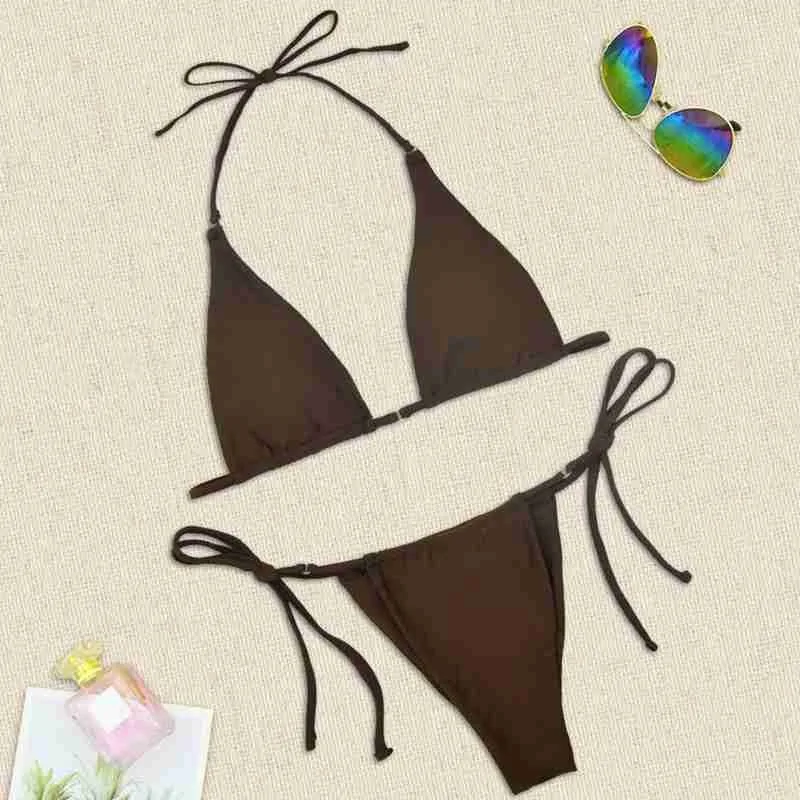 

Brazilian Bikini 2021 Swimsuit Color Bikini Set Floral Sexy String Swimwear Beach Suit Print Bikinis Women Biquini Bathing F3L3