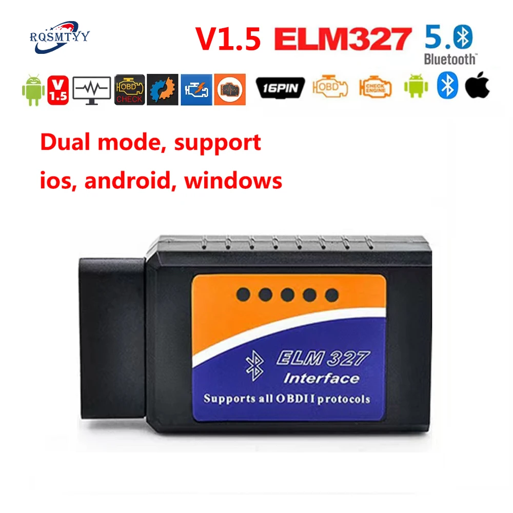 OBD2 elm327 V1.5 Bluetooth-совместимый 5 0 для Android/IOS/windows OBDII Автомобильный считыватель кодов