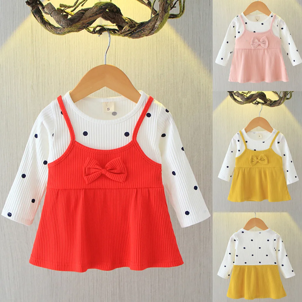 Корейские платья для девочек модная одежда детей Детская футболка с длинными