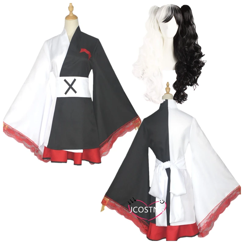 Monokuma Cosplay Costume Danganronpa Woman&amp#39s Wig Kuma Coat and Skirts Suit Halloween Girl Anime Costumes |