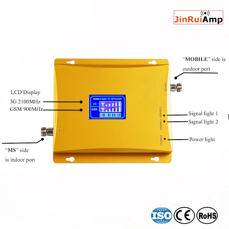 Горячий ЖК дисплей 3G W CDMA 2100 МГц GSM 900 двухдиапазонный усилитель сотового сигнала