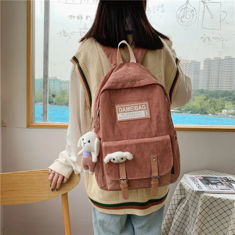 Повседневный вельветовый школьный ранец в студенческом стиле простой