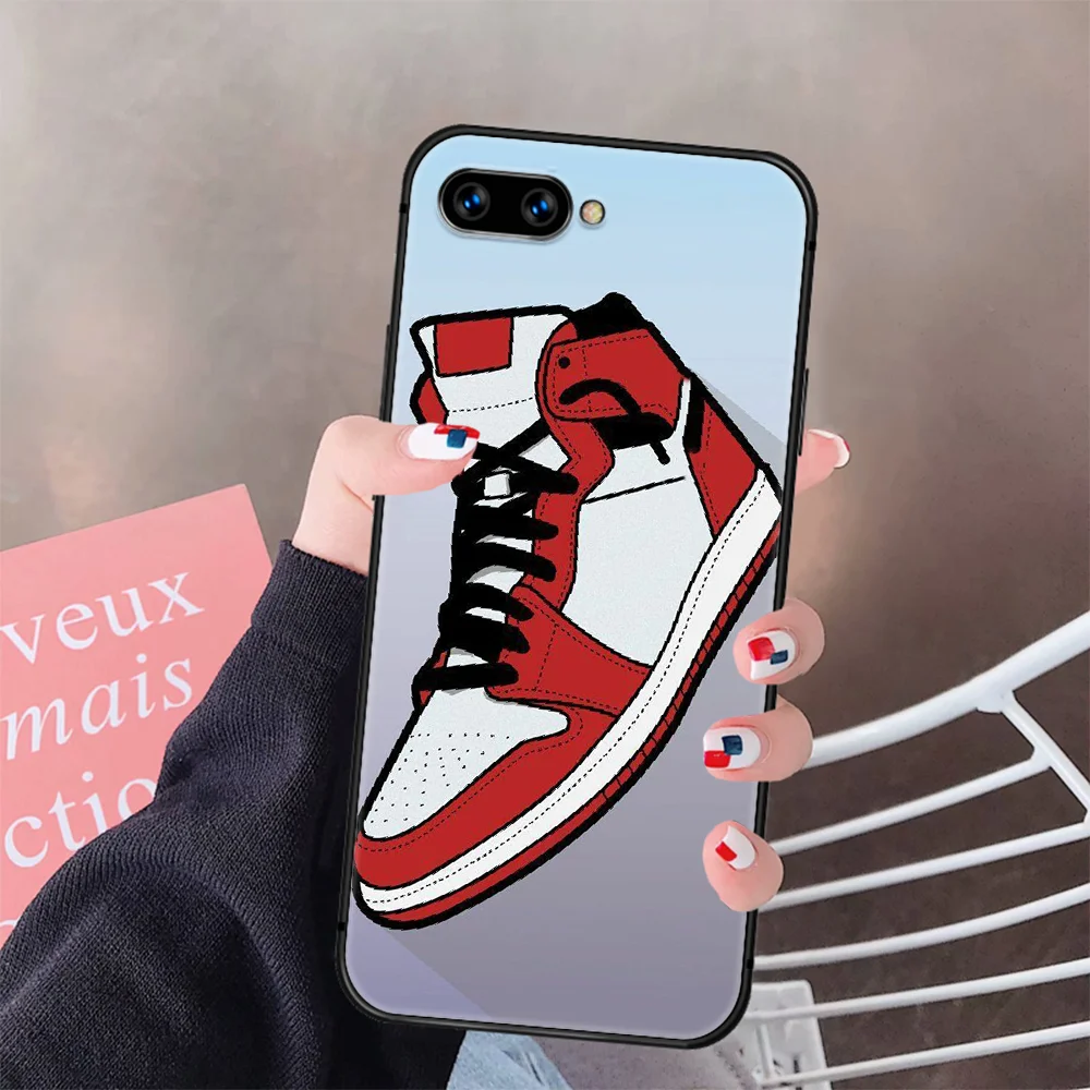 

Luxury Brand Colorful Sneakers Phone Case Cover Hull For HUAWEI Honor 8 8c 8a 8x 9 9a 9x V10 MATE 10 20 I Lite Pro black Cover