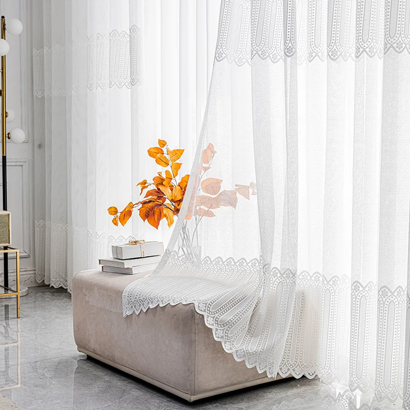 

New Warp Knitting White Tulles Curtains for Living Dining Room Bedroom Study Vertical Window Screen Sheers Yarn Customized