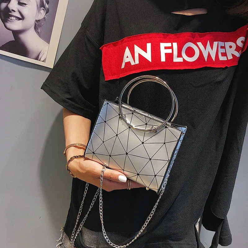 

Small bag women's 2021 new crack shoulder handbag Korean chain Joker rhombic slung women's bag small square bag