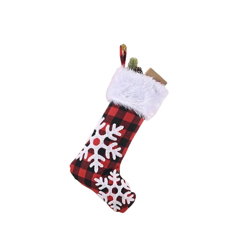 

Christmas Stocking Fabric Santa Claus Socks Xmas Gift Candy Bag Christmas Tree Pendant Chaussette De Noel Christmas Decoration