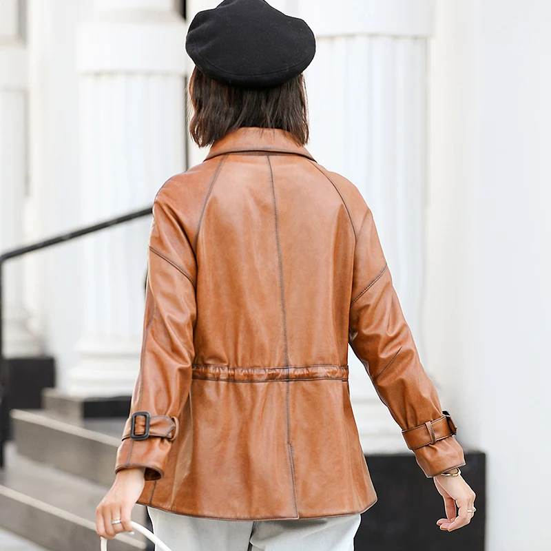 

Fur Spring Autumn Real Women's Genuine Leather Jacket Women Clothes 2020 100% Sheepskin Coat Ol Korean Elegant Coats Ot2033