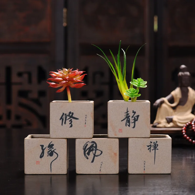 Маленький керамический горшок для суккулентов креативный Настольный цветочный