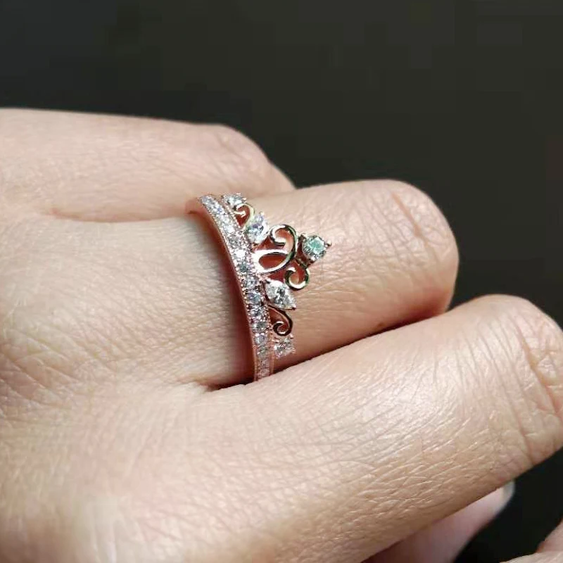 BAIHE, 14 к, розовое золото, 0.12ct, сертифицировано H/SI, Круглый, с натуральными бриллиантами, обручальное кольцо для женщин, модное, ювелирное изделие, корона, подарок, кольцо