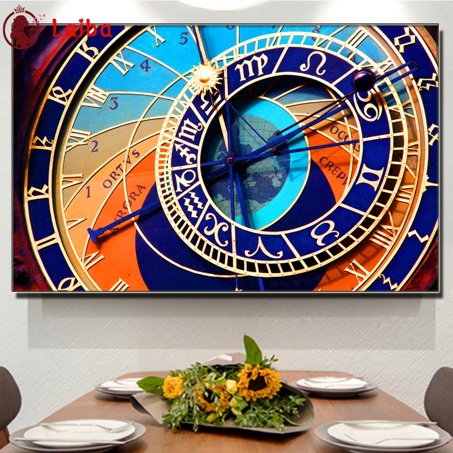 

5d DIY Mosaic Clock Abstract Diamond Painting Full Square/Round Diamond Embroidery Beads Sets Landscape Needlework new hobby art