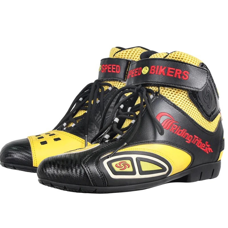 Мотоциклетные ботинки из микрофибры и кожи дышащие противоскользящие защитные