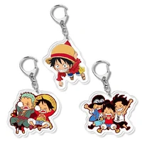 hot anime acrylic key chains luffy roronoa zoro cartoon figure keyring backpack pendant for men women fashion jewelry keychain