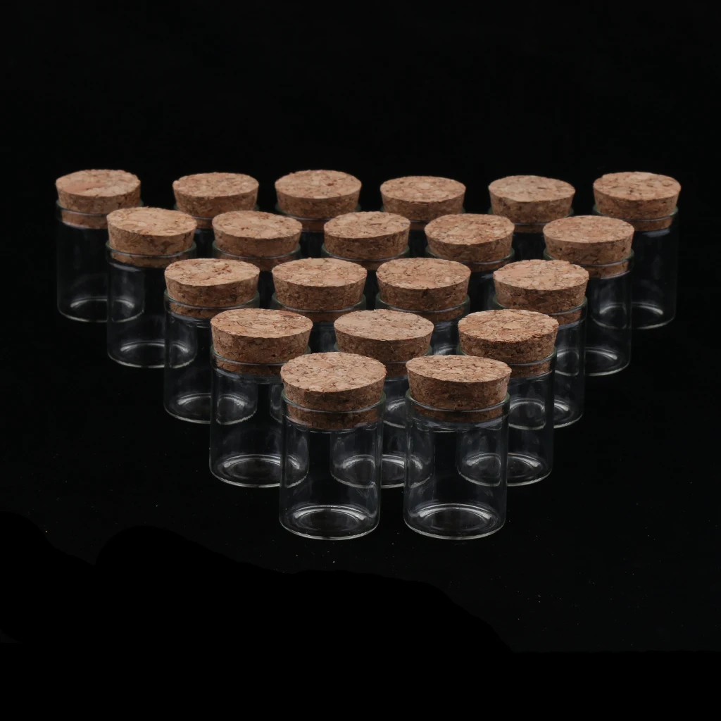 

20 Pieces 10ml Mini Glass Jars Glass Vials with Cork Stopper Glass Bottles