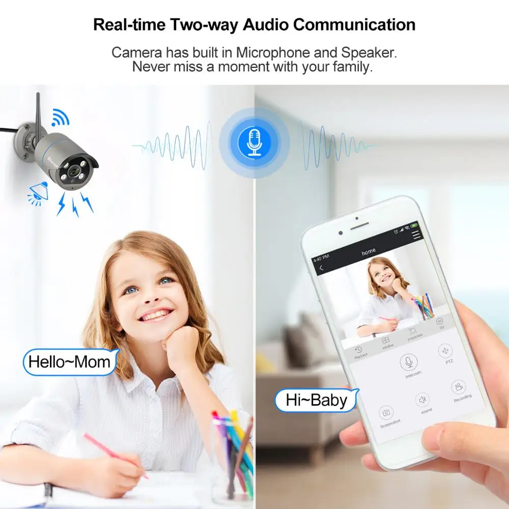 Techage 1080P Беспроводная камера двухсторонний Аудио Звук говорить Открытый CCTV Suveillance