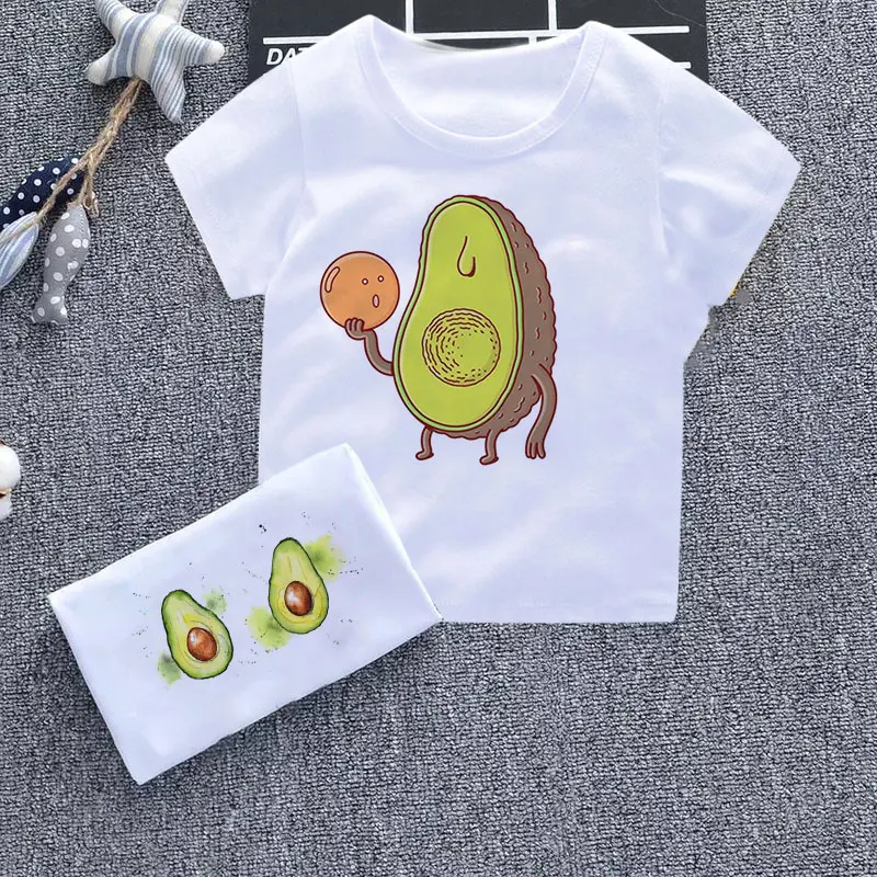 Топы для девочек модные футболки с принтом забавная футболка авокадо Детская