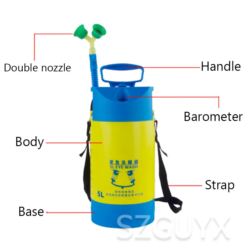5 л аварийный привлекательный двухпортовый мобильный порт для глазной стирки