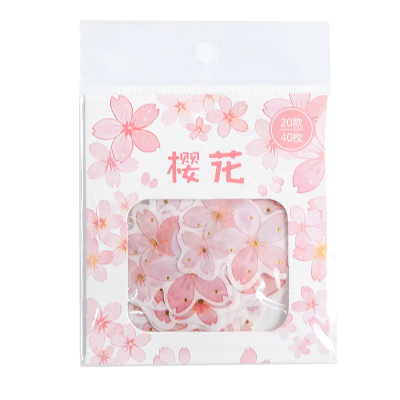 40 наклеек в виде мультяшных цветов вишни для девочек упаковка сделай сам дневник
