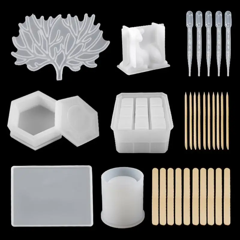 

Silicone Resin Molds Epoxy Molds Deer Makeup Jewelry Display Tray Molds Kit 9-Slot Lipstick Organizer Pen Holder Molds