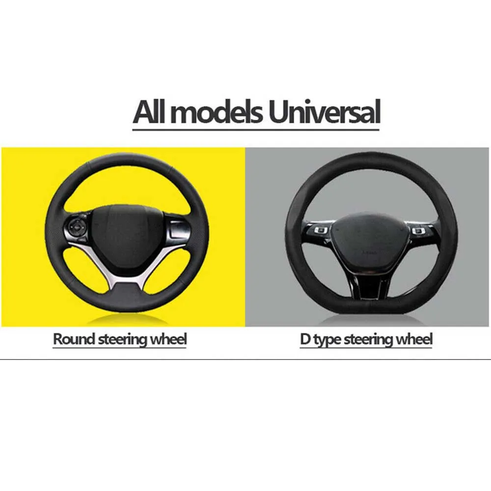 

Accessory Car Steering Wheel Cover Carbon Fiber Look Cover Universal ABS
