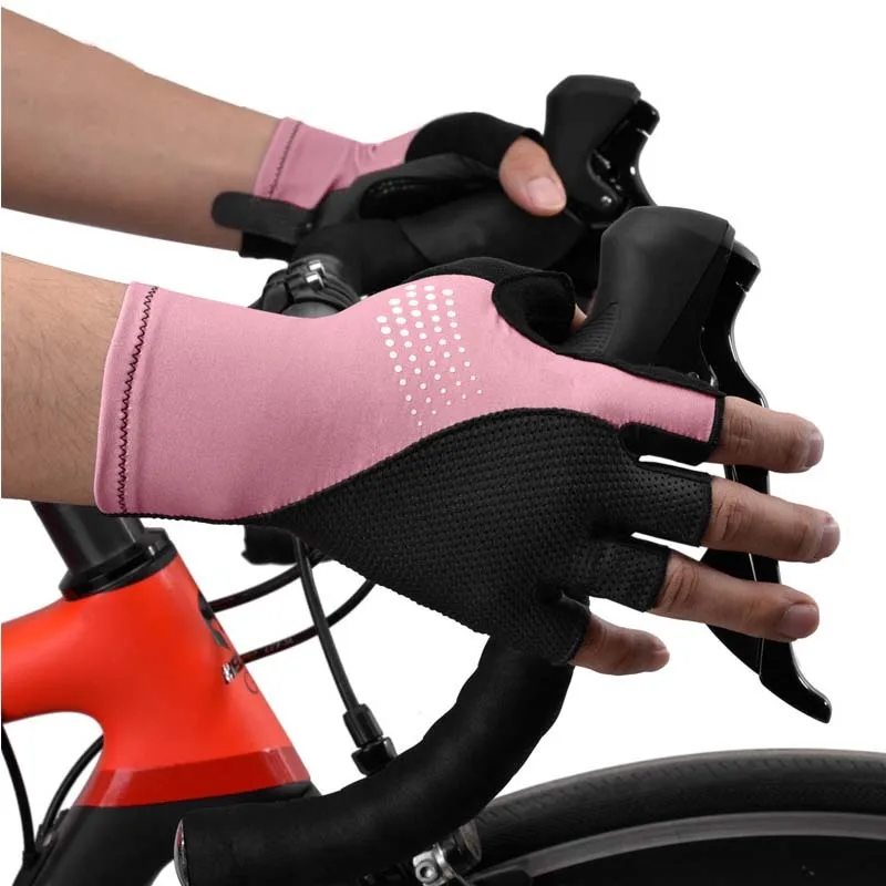 

New Outdoor Road Riding Glove Silicone Splicing Transfer Bicycle Half Finger Cycling Damping Anti Slip Gloves Women Men's Medium