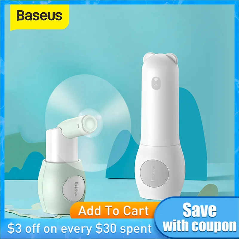 Портативный охлаждающий мини вентилятор USB Baseus 2000 мАч 2 скорости бесшумный