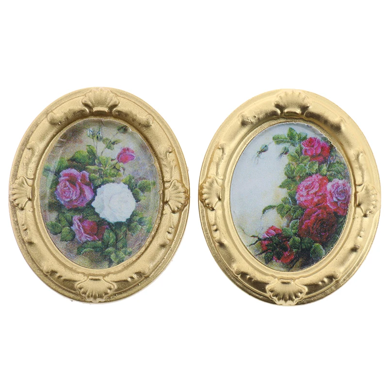 

1 PC Plastic 1:12 Dollhouse Miniature Painting Framed Wall Home Decor Room Items Gifts Baby Kids Toy