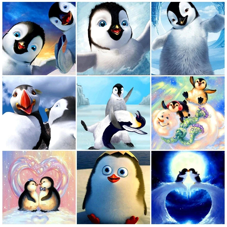 

5D DIY Diamond Painting Full Square Penguin Set Cross stitch Diamond Embroidery Cartoon Mosaic Picture Of Rhinestones Decor Gift
