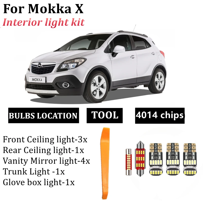 10x ошибок светодиодный интерьер светильник комплект для Vauxhall Opel MOKKA X J13 (2012 +)
