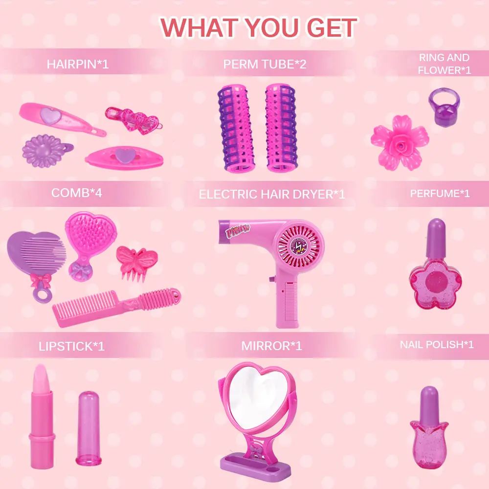 

Kids Makeup Toys Girls Games Baby Cosmetics Pretend Play Set Hairdressing Make Up Beauty Toy For Girl Developing Game Christmas