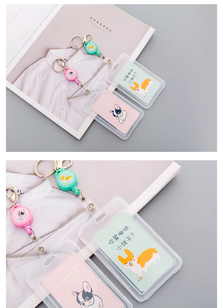 Kawaii Единорог собака Волшебная матрица выдвижной держатель карточек медсестры доктор выставка потяните ключ кличка карты держатель значка