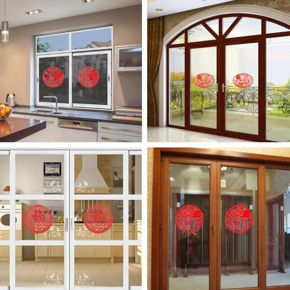 2 шт бумажный Весенний фестиваль фу статические наклейки s Стекло окно паста дома