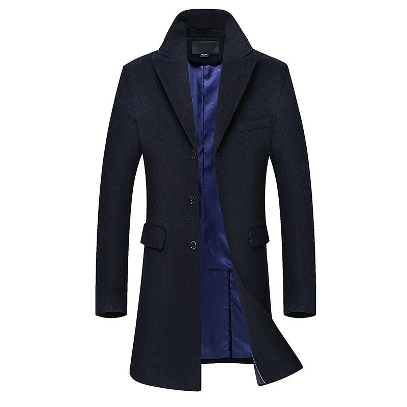 New Winter Wool Coat Slim Fit Jackets Mens Casual Warm Mens Long Windbreaker Jacket and coat Men Pea Coat