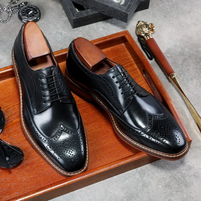 Mens formal shoes suede leather oxford shoes for men dressing wedding men's brogues office shoes lace up male zapatos de hombre