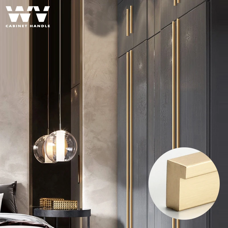 Длинные ручки для шкафа WV 600 мм матовое золото Т-образный стержень кухонного