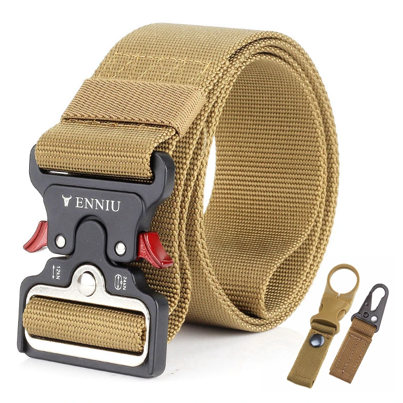 K belt and 2 hook 5,0 см Широкий нейлоновый тактический ремень мужской военный ремень с пряжкой для улицы высокое качество армейский тренировочный Многофункциональный черный ремень - Цвет: K belt and 2 hook