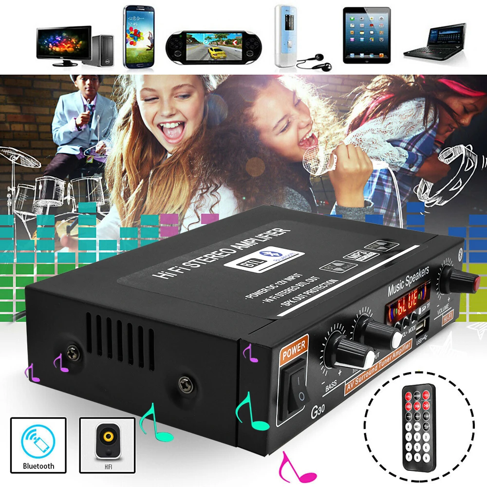 2021 1 шт. G30 800 Вт мини Hi Fi Цифровой Bluetooth аудио усилитель мощности с дистанционным
