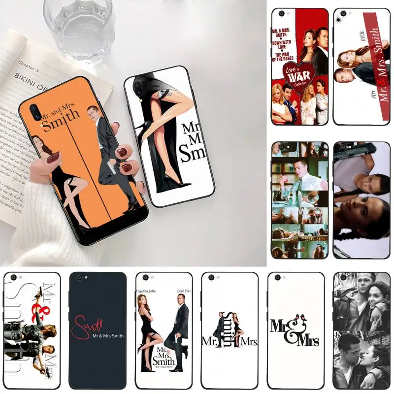 Мягкий резиновый Чехол Mr. & Mrs. Smith из ТПУ черного цвета для телефона Vivo Y91c Y17 Y51 Y67 Y55