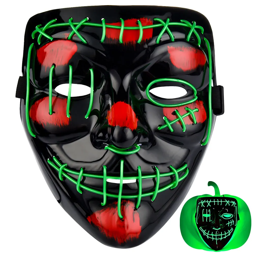 Хэллоуин СВЕТОДИОДНЫЙ маска Glow ужас рейв светильник до для фестиваля Косплэй