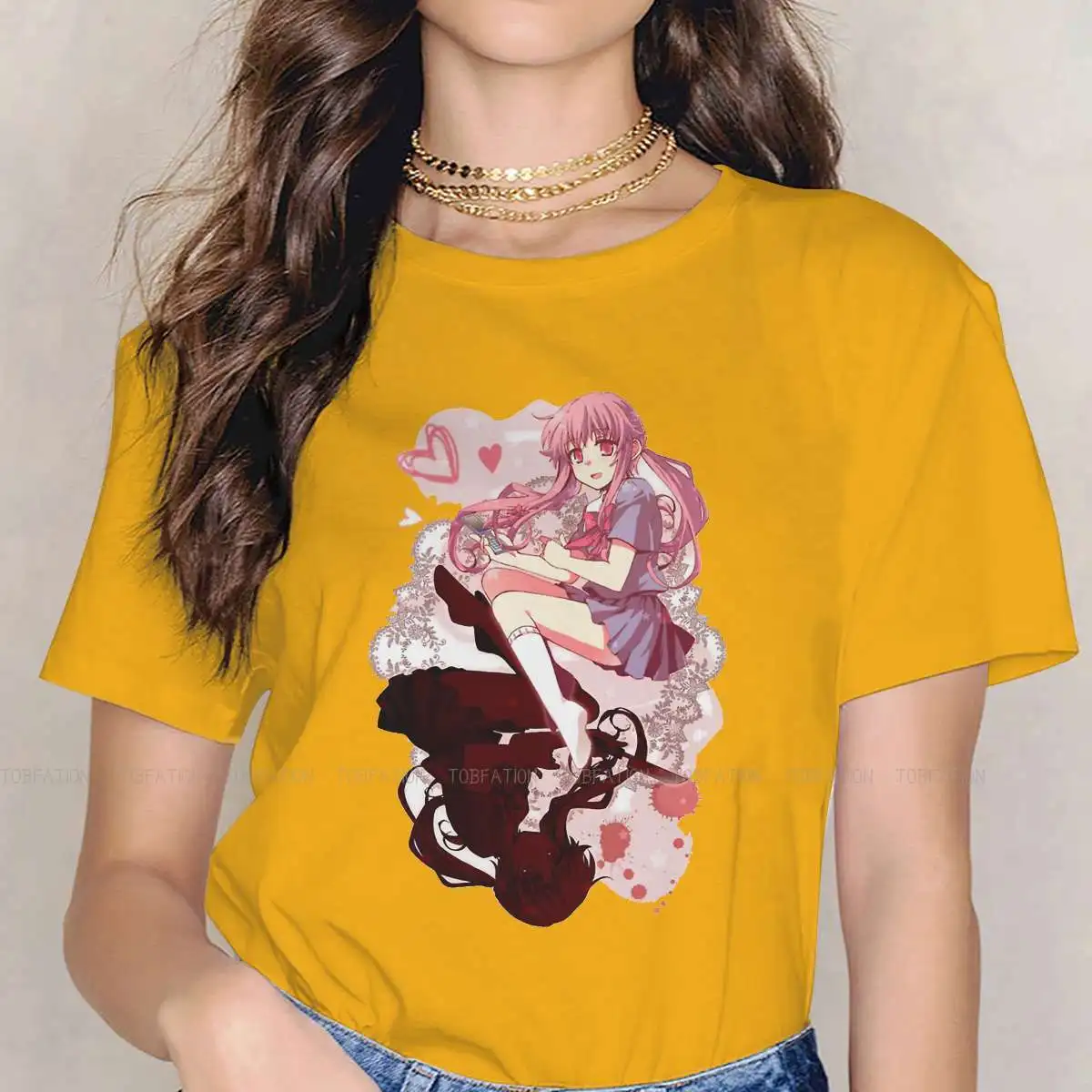 

Дневник будущего, футболка с японским аниме на подвеске для женщин и девушек, 4XL, 5XL, Gasai, Yuno, Yin, Yang, летние свитшоты, футболка, Новинка