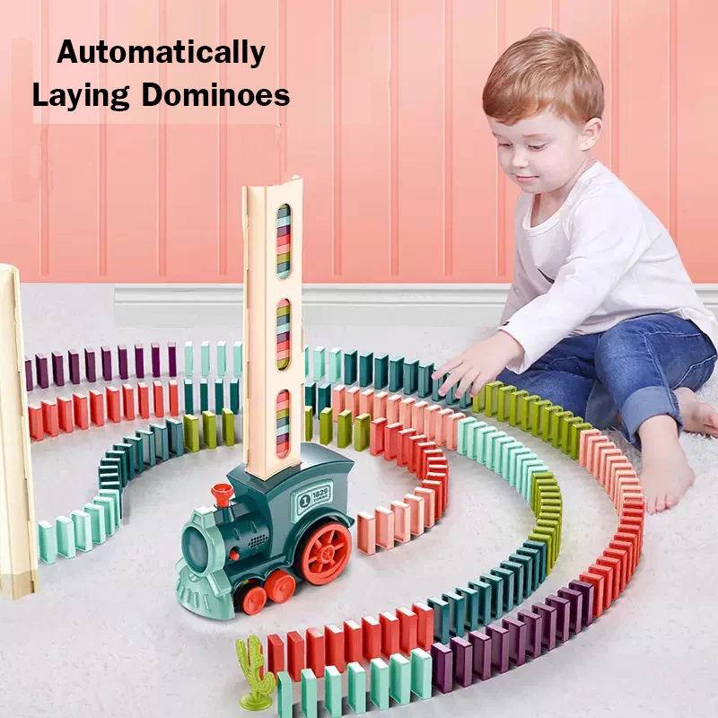 

Автоматическая кладка домино, Детский Электрический поезд домино, Набор машинок со звуком и светом, кирпичные блоки, игра, обучающая игрушка «сделай сам», подарок