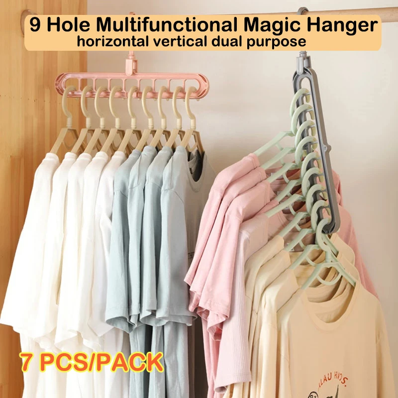 

Clothes Hanger Closet Organizer Space Saving Hanger Multi-port Clothing Rack Plastic Hangers Random Color