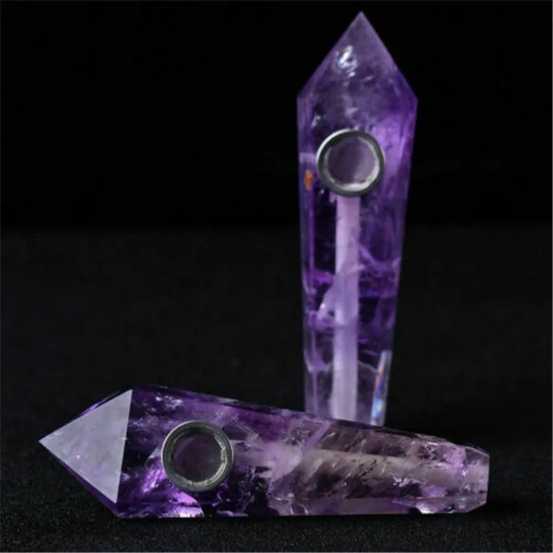 

Natural Quality amethyst Crystal Smoking Pipes Wand Tobacco pipe 1pcs