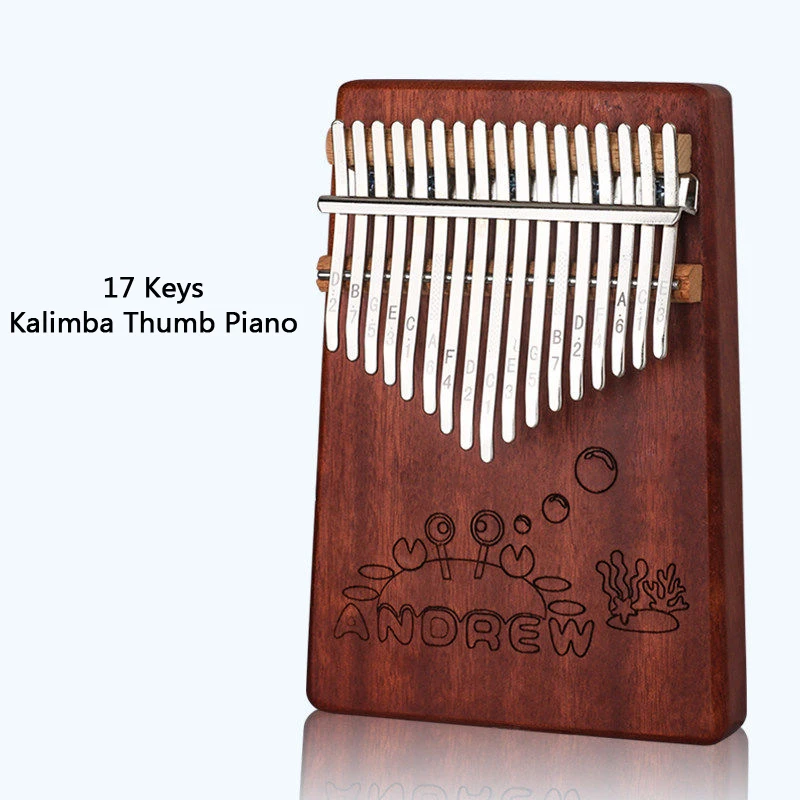 Kalimba 17 клавишный рояль из красного дерева с животным узором Детские Музыкальные