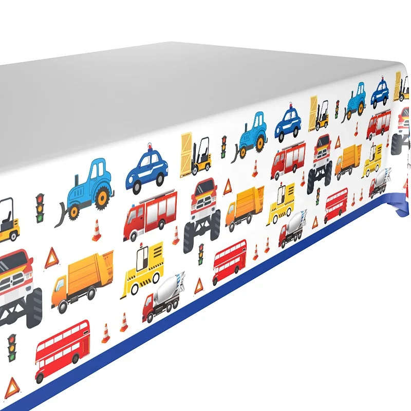 1pcs tablecloth Детские вечерние украшения строительный автомобиль экскаватор посуда набор воздушный шар Globos торт Топпер баннер для дня рождения свадьба - Цвет: 1pcs tablecloth