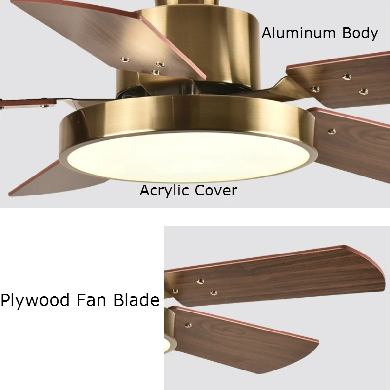 

Ceiling Fan Lamp 46" for Low Floor Storey Remote Control Included Plywood Blade 64W LED 3 Speeds Timing Function