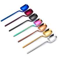 6 pcs coffee spoon creative long handle wall mounted spoon 304 stainless steel ice cream tea mixing spoon party tableware