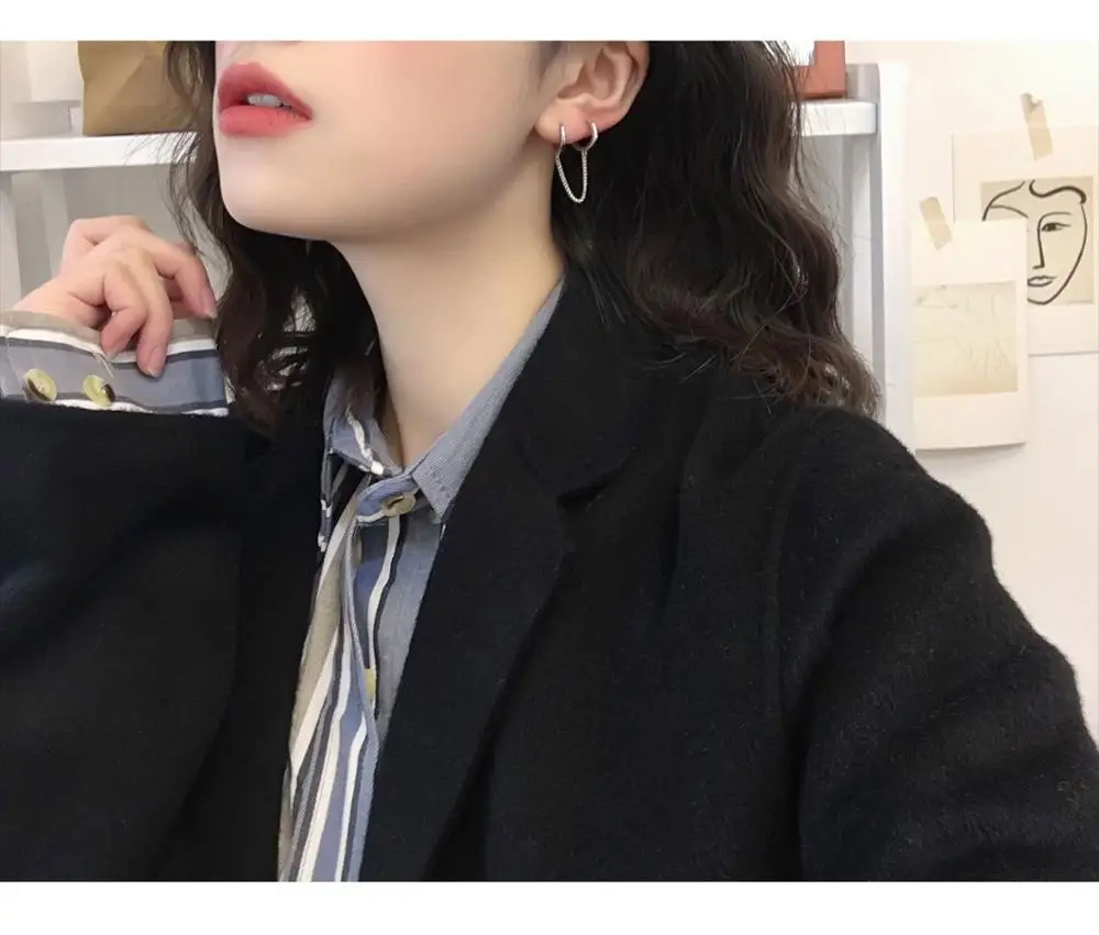 ZOBEI минималистский личности круг Висячие серьги для женщин Аутентичные 925 пробы серебряные ювелирные